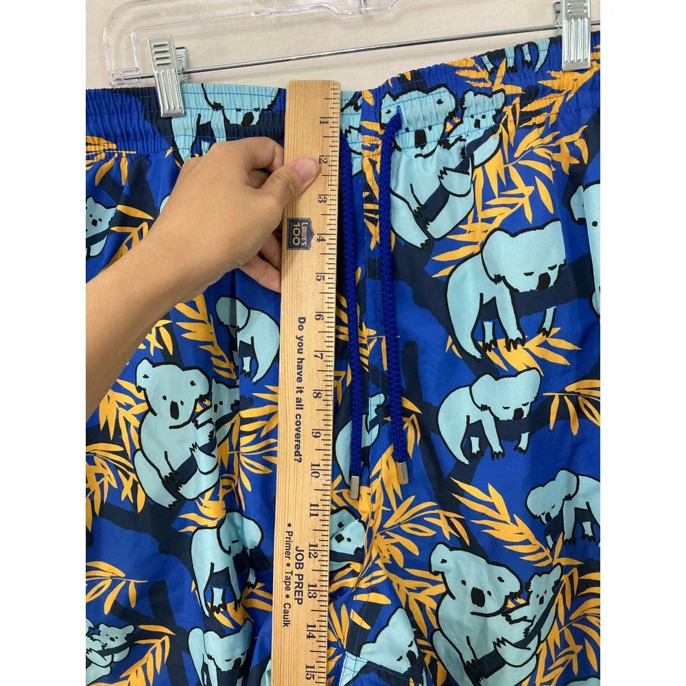 Vilebrequin Koala Print Swim Trunks 5XL Blue Yellow Moorea Board Shorts Vacation